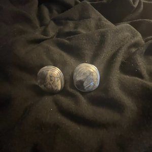 Petrified Wood/Stone Earrings set in Sterling Silver - by Citlal Castillo